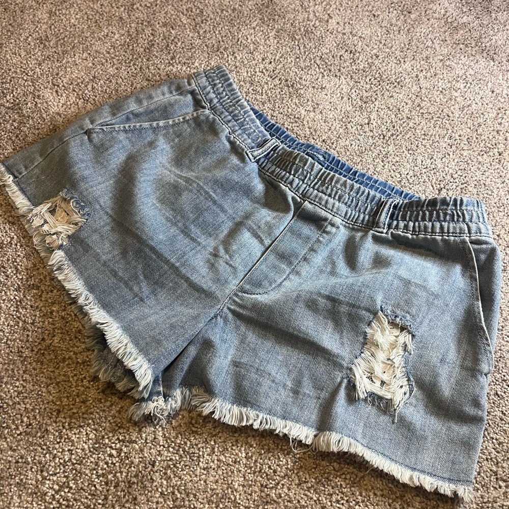 Aerie Light Blue Distressed Jean Shorts